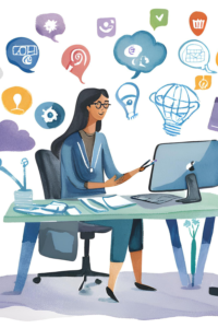 A determined startup founder in a sleek workspace, with icons for cost-effective marketing methods like local SEO, social media, and email marketing. Clean, innovative, and professional.